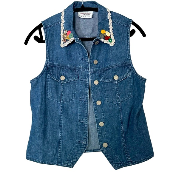Women’s Talbots SP Button Down Denim Vest‎ - Picture 1 of 7